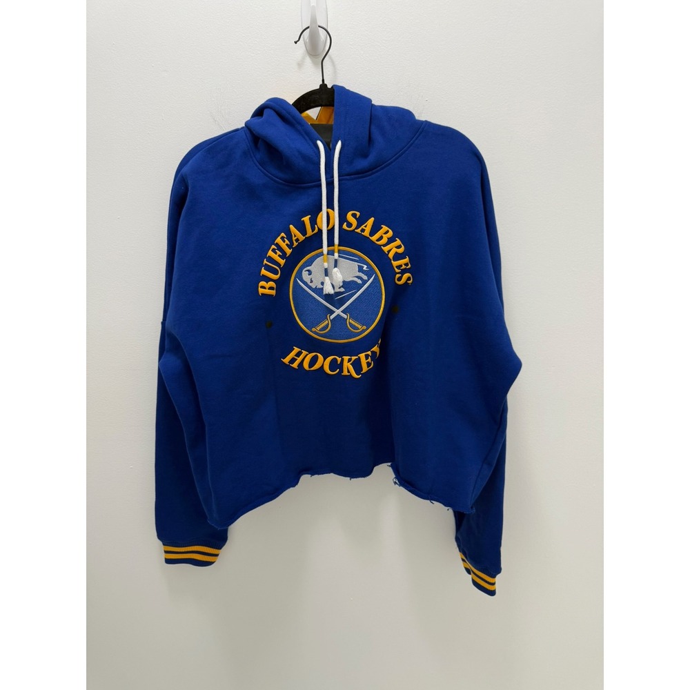 New Era Buffalo Sabres Hockey Cropped Hoodie Blue Yellow women's NHL Large